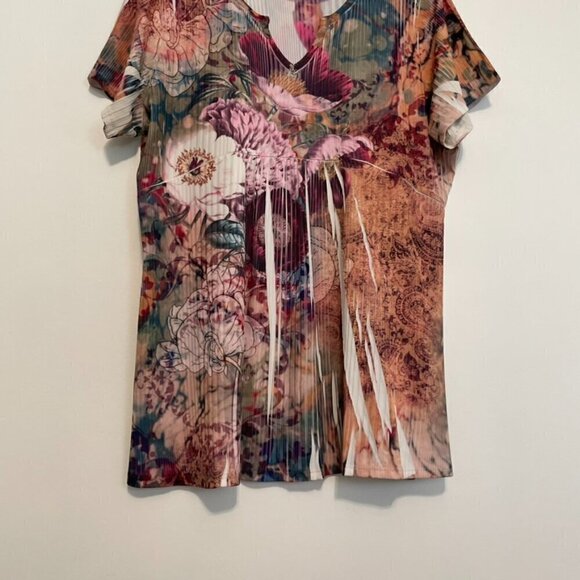 DRESSBARN DRESS BARN Plus Size Multi Floral Sublimation Short Sleeve Y2K Blouse - Picture 3 of 11